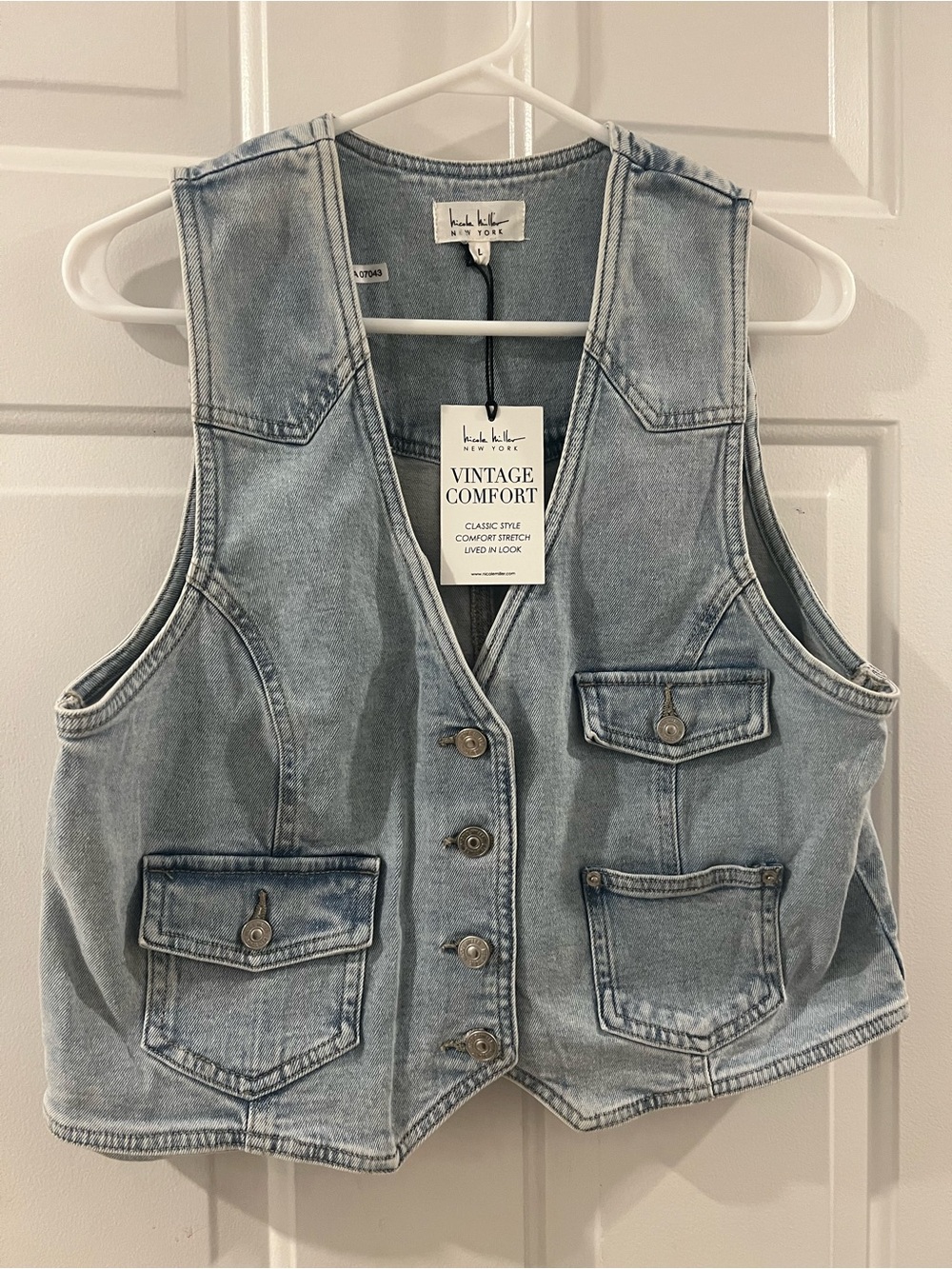 Nicole Miller Light Wash Denim Vest - Light Blue